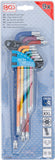 Vinkelnyckel-sats | Multicolour | extra lång | T-Profil (för Torx) med kulhuvud T10 - T50 | 9 delar. BGS 74468