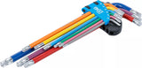 Vinkelnyckel-sats | Multicolour | extra lång | T-Profil (för Torx) med kulhuvud T10 - T50 | 9 delar. BGS 74468