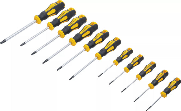Skruvmejsel-sats | T-Profil (för Torx) med borrning | T6 - T40 | 11 delar. BGS Diy 7845