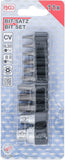 Bit-sats | Yttre sexkant 6,3 mm (1/4") / 10 mm (3/8") | T-Profil (för Torx) med borrning | 11 delar. BGS 786