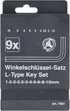 Vinkelnyckel-sats | Inre sexkant 1,5 - 10 mm | 9 delar. BGS Diy 7957
