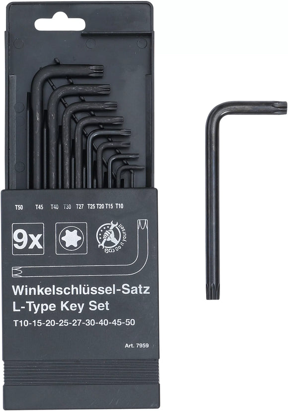 Vinkelnyckel-sats | T-Profil (för Torx) T10 - T50 | 9 delar. BGS Diy 7959