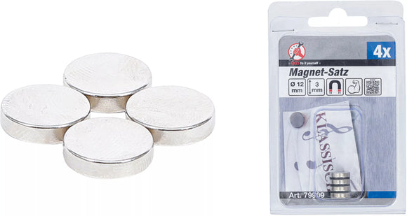 Magnet-sats | extra kraftig | Ø 12 mm | 4 delar. BGS Diy 79909