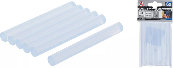Smältlim-patroner | transparent | Ø 11 mm, 100 mm | 6 st.. BGS Diy 8051