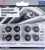 Plastventilhattar-sats | för markering av däck | 8 delar. BGS Diy 80722