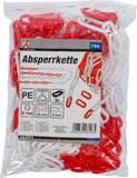 Avspärrningskedja | röd / vit | 4 karbinhakar | plast | 7,5 m. BGS Diy 80816