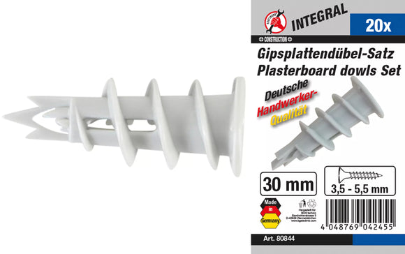 Gipsplugg-sortiment | 20 delar. BGS Diy 80844