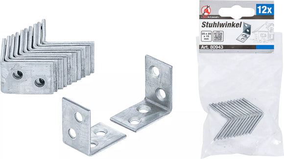 Vinkelbeslag | 25 x 25 x 15 mm | 12 delar. BGS Diy 80943