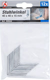 Vinkelbeslag | 40 x 40 x 15 mm | 12 delar. BGS Diy 80944