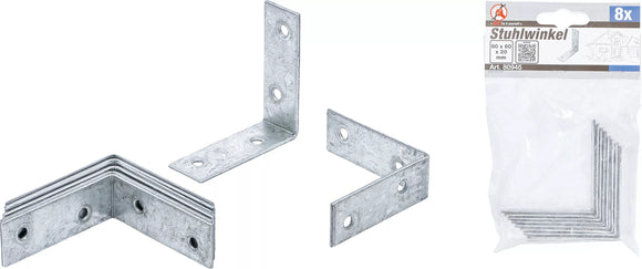 Vinkelbeslag | 60 x 60 x 20 mm | 8 delar. BGS Diy 80945
