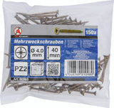 Universalskruv | Krysspår PZ2 | 4,0 x 40 mm | 150 st.. BGS Diy 80965