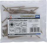 Universalskruv | T-Profil (för Torx) T25 | 5,0 x 70 mm | 50 st.. BGS Diy 80997