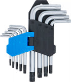 Vinkelnyckel-sats | kort | T-Profil (för Torx) med borrning T10 - T50 | 9 delar. BGS 809