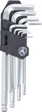Vinkelnyckel-sats | Inre sexkant / Inre sexkant med kulhuvud 1,5 - 10 mm | 9 delar. BGS Diy 815