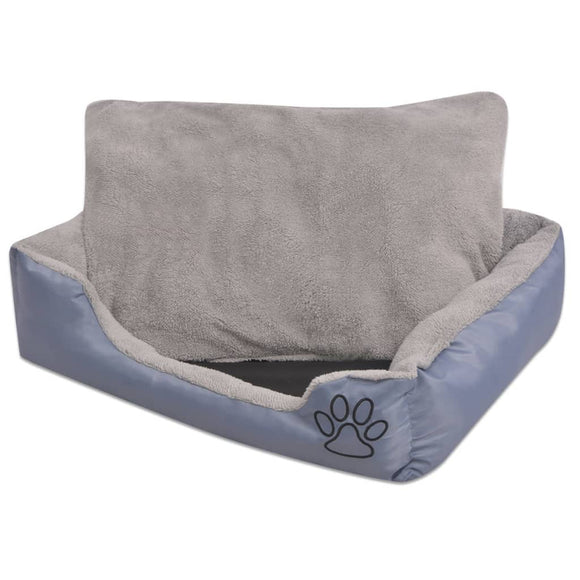 Hundbädd med vadderad kudde storlek L grå
