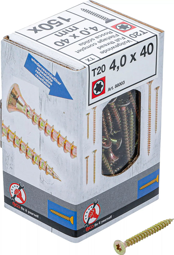 Universalskruv | T-Profil (för Torx) T20 | 4,0 x 40 mm | 150 st.