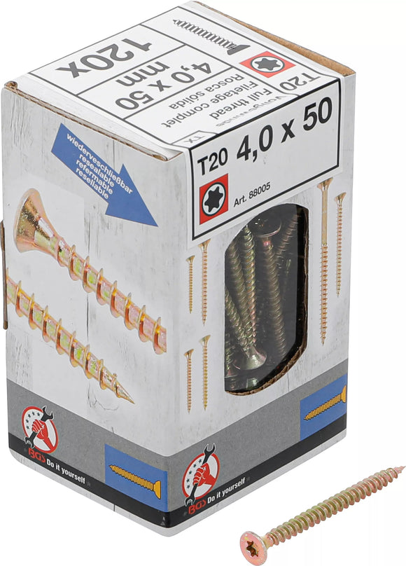 Universalskruv | T-Profil (för Torx) T20 | 4,0 x 50 mm | 120 st.