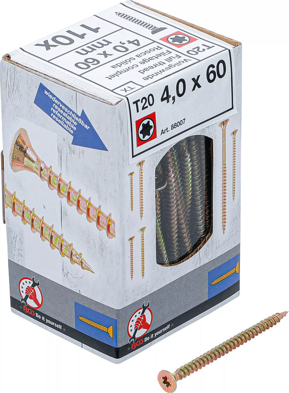 Universalskruv | T-Profil (för Torx) T20 | 4,0 x 60 mm | 110 st.