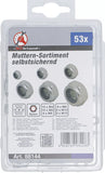 Mutter-sortiment | Självlåsande | Metriskt | M4 - M12 | 53 delar. BGS Diy 88144