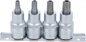 Bit-Insats-sats | 12,5 mm (1/2") | T-Profil (för Torx) med borrning T40 - T55 | 4 delar. BGS 8885