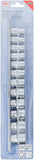 Hylsa-sats, Tolvkant | 10 mm (3/8") | 8 - 19 mm | 12 delar. BGS 9105