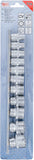 Hylsa-sats, Tolvkant | 10 mm (3/8") | Tumsstorlekar | 11 delar. BGS 9112