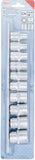 Hylsa-sats, Tolvkant | 12,5 mm (1/2") | Tumsstorlekar | 10 delar. BGS 9114