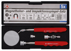 Magnetlyftare- och Inspektionsspegelsats | 4 delar. BGS Diy 9197