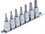 Bit-Insats-sats | 10 mm (3/8") | T-Profil (för Torx) med borrning T15 - T50 | 7 delar. BGS 9341