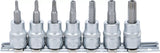 Bit-Insats-sats | 10 mm (3/8") | T-Profil (för Torx) med borrning T15 - T50 | 7 delar. BGS 9341