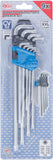 Vinkelnyckel-sats | extra lång + extra kort | T-Profil (för Torx) T10 - T50 | 9 delar. BGS 9375