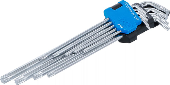 Vinkelnyckel-sats | extra lång + extra kort | T-Profil (för Torx) T10 - T50 | 9 delar. BGS 9375