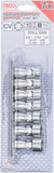 Ledad-Hylsnyckel-sats | 10 mm (3/8") | 3/8" - 3/4" | Tumsstorlekar | 7 delar. BGS 9501