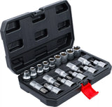 Bit-Insats-/hylsnyckel-sats | Inre sexkant 12,5 mm (1/2") | T-Profil (för Torx) / E-Profil | 19 delar. BGS Diy 95100