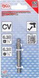 Adapter för borrmaskiner | Yttre sexkant 6,3 mm (1/4") / Yttre fyrkant 6,3 mm (1/4"). BGS 9685-1