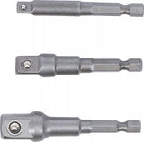Adaptersats för borrmaskiner | Fäste yttre sexkant 6,3 mm (1/4") | Yttre sexkant 6,3 mm (1/4"), 10 mm (3/8"), 12,5 mm (1/2"), 3 delar. BGS 9685