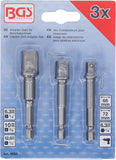 Adaptersats för borrmaskiner | Fäste yttre sexkant 6,3 mm (1/4") | Yttre sexkant 6,3 mm (1/4"), 10 mm (3/8"), 12,5 mm (1/2"), 3 delar. BGS 9685