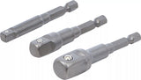 Adaptersats för borrmaskiner | Fäste yttre sexkant 6,3 mm (1/4") | Yttre sexkant 6,3 mm (1/4"), 10 mm (3/8"), 12,5 mm (1/2"), 3 delar. BGS 9685