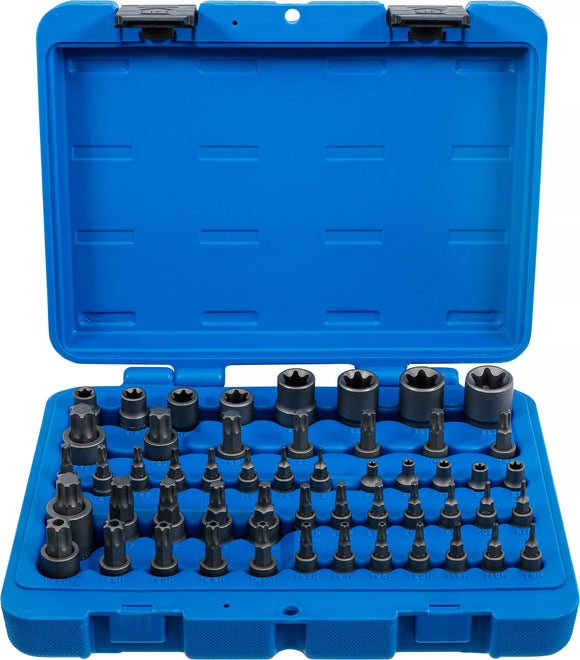 Sats med bits-insatser och hylsnyckelinsatser | E-profil / T-profil (för Torx) / T-profil (för Torx) med borrhål / TP-profil (för Torx Plus) | 52 delar. BGS 9839