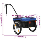 Cykelvagn/handkärra 155x60x83 cm stål blå