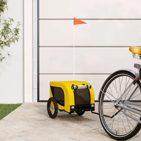 Cykelvagn för djur gul och svart oxfordtyg och järn