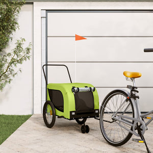 Cykelvagn för djur grön och svart oxfordtyg och järn