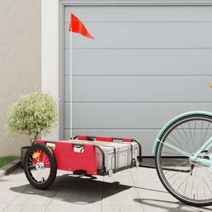 Cykelvagn röd oxfordtyg och järn