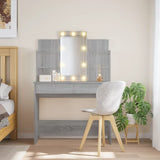 Sminkbord med LED grå sonoma 96x40x142 cm