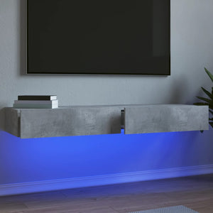 TV-bänk med LED-belysning 2 delar betonggrå 60x35x15,5 cm